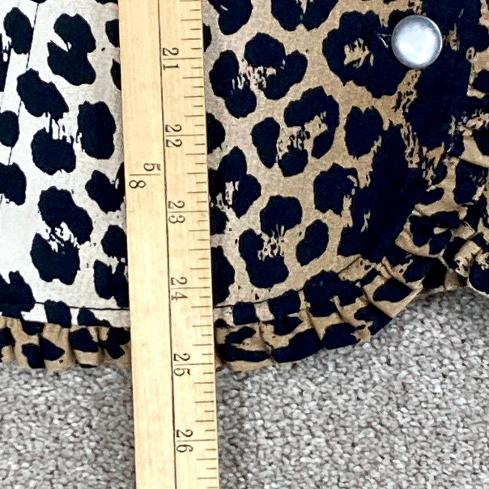 Peck & Peck Leopard Print Blazer Women Sz 10 Tan Black Ruffle Trim Edgy Mob Wife - Picture 8 of 15